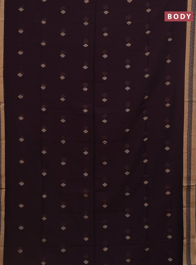 Khadi cotton saree deep maroon and sandal with allover thread woven buttas and thread woven border