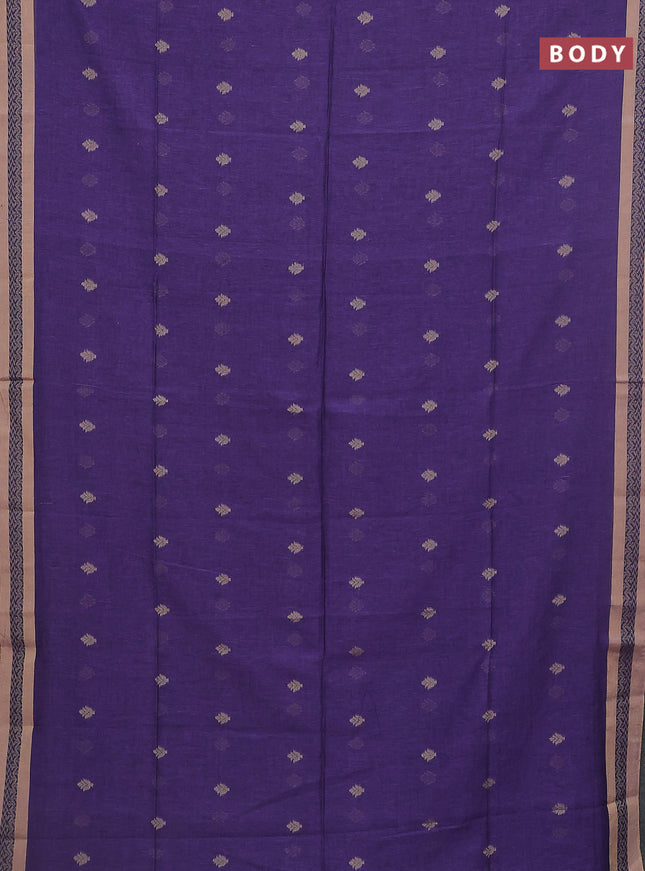 Khadi cotton saree violet and sandal with allover thread woven buttas and thread woven border