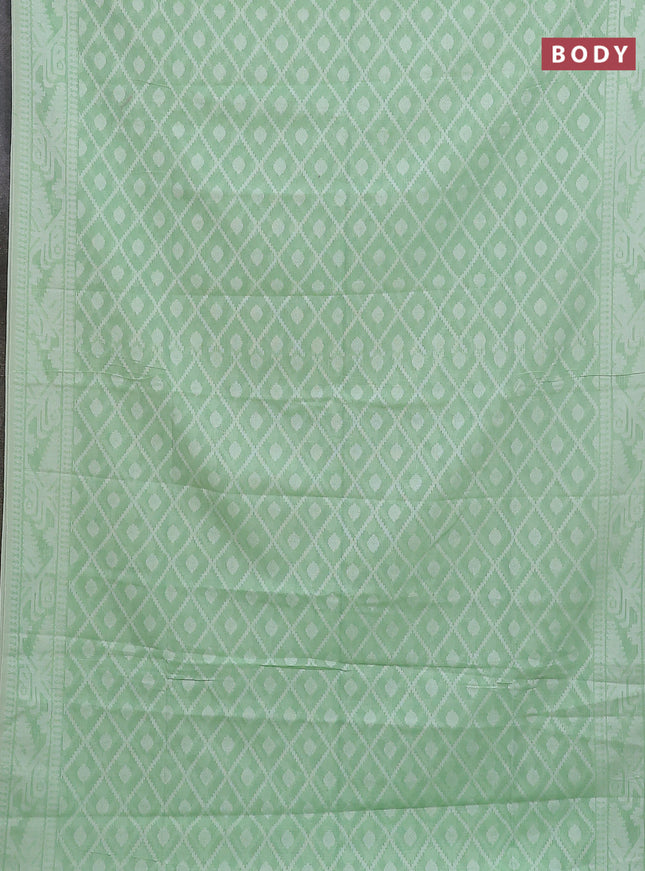 Khadi cotton saree pista green with allover thread woven buttas and thread woven border