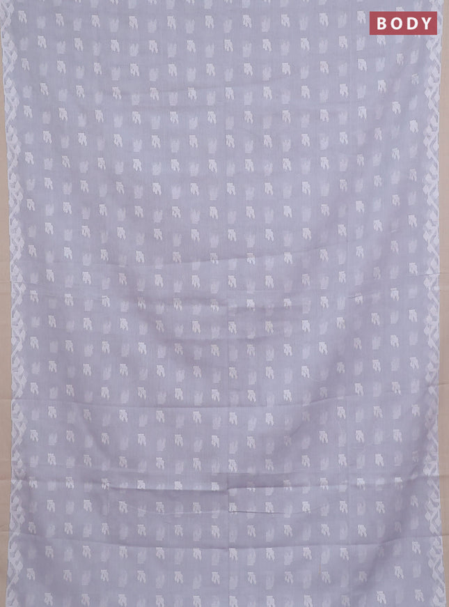 Khadi cotton saree pastel grey and sandal with allover thread woven buttas and thread woven border