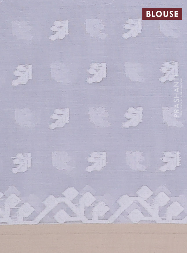 Khadi cotton saree pastel grey and sandal with allover thread woven buttas and thread woven border