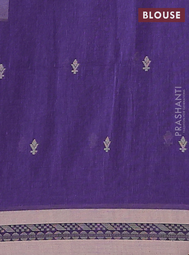 Khadi cotton saree violet and sandal with allover thread woven border and thread woven border