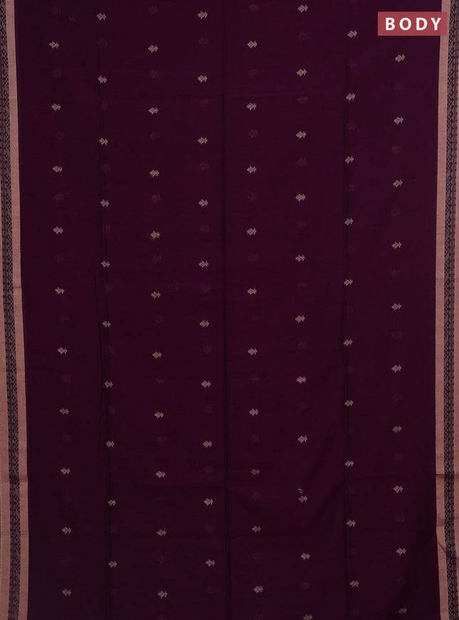 Khadi cotton saree purple and sandal with allover thread woven border and thread woven border