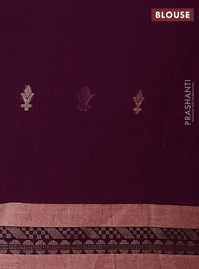 Khadi cotton saree purple and sandal with allover thread woven border and thread woven border