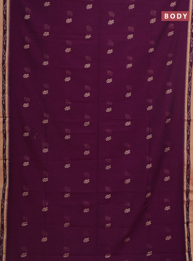 Khadi cotton saree purple and sandal with allover thread woven buttas and thread woven border
