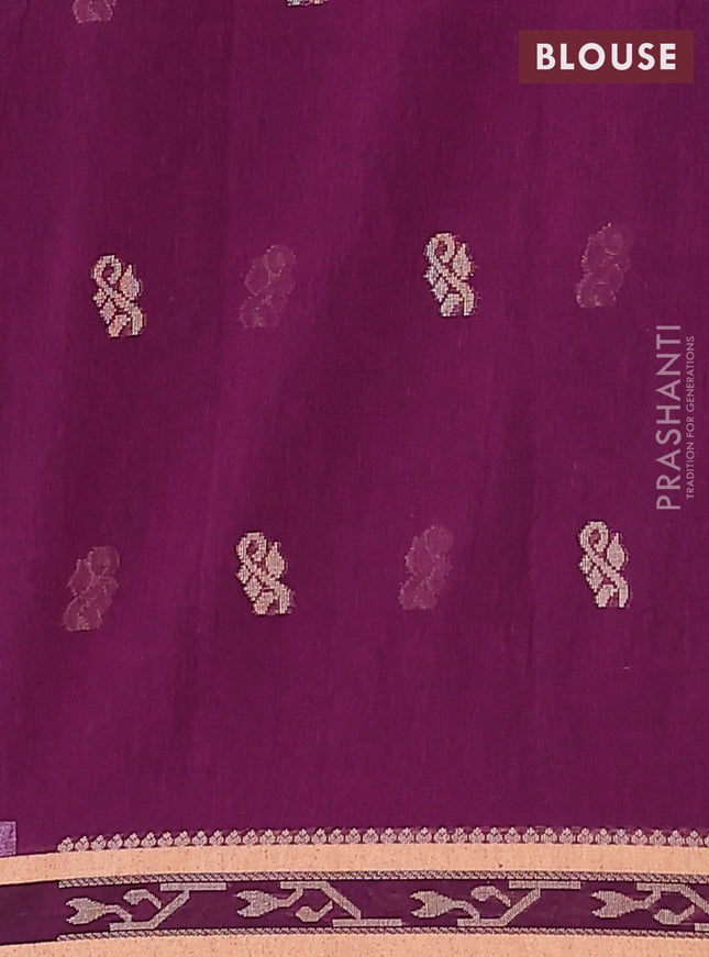 Khadi cotton saree purple and sandal with allover thread woven buttas and thread woven border