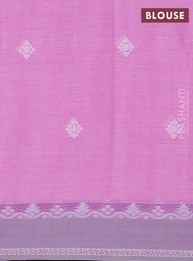Khadi cotton saree lavender and grey with allover thread woven buttas and thread woven border