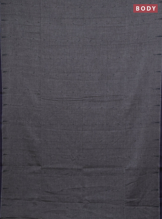 Khadi cotton saree grey and bluish grey with allover thread woven buttas and thread woven border