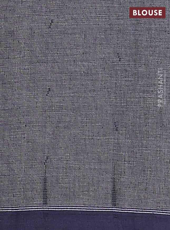 Khadi cotton saree grey and bluish grey with allover thread woven buttas and thread woven border