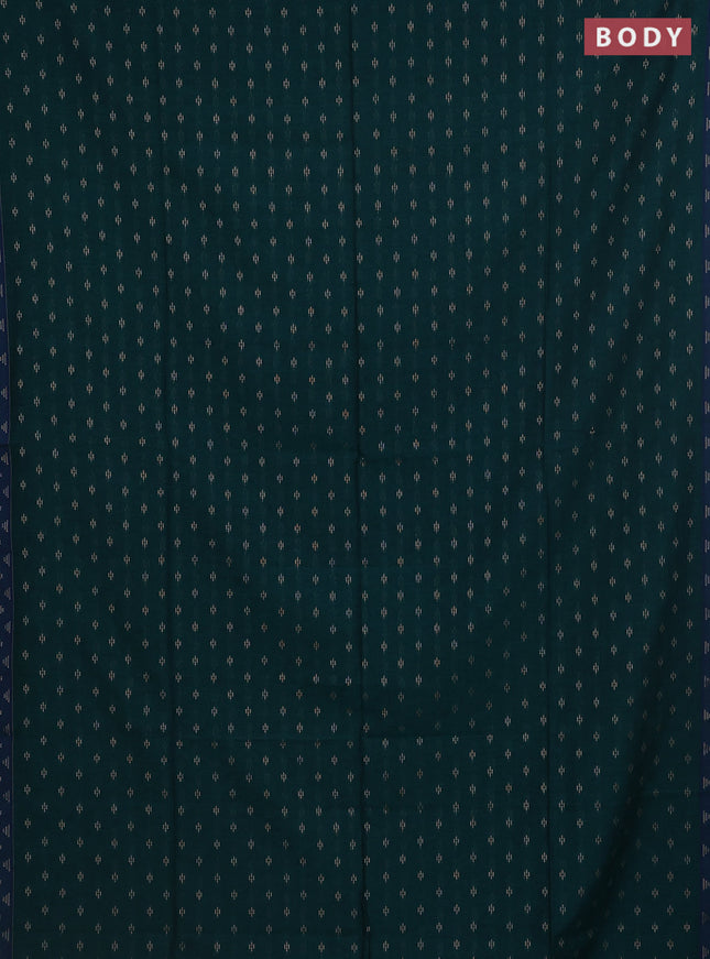 Khadi cotton saree bottle green and navy blue with allover thread woven buttas and thread woven border