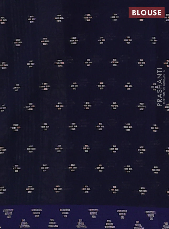 Khadi cotton saree bottle green and navy blue with allover thread woven buttas and thread woven border