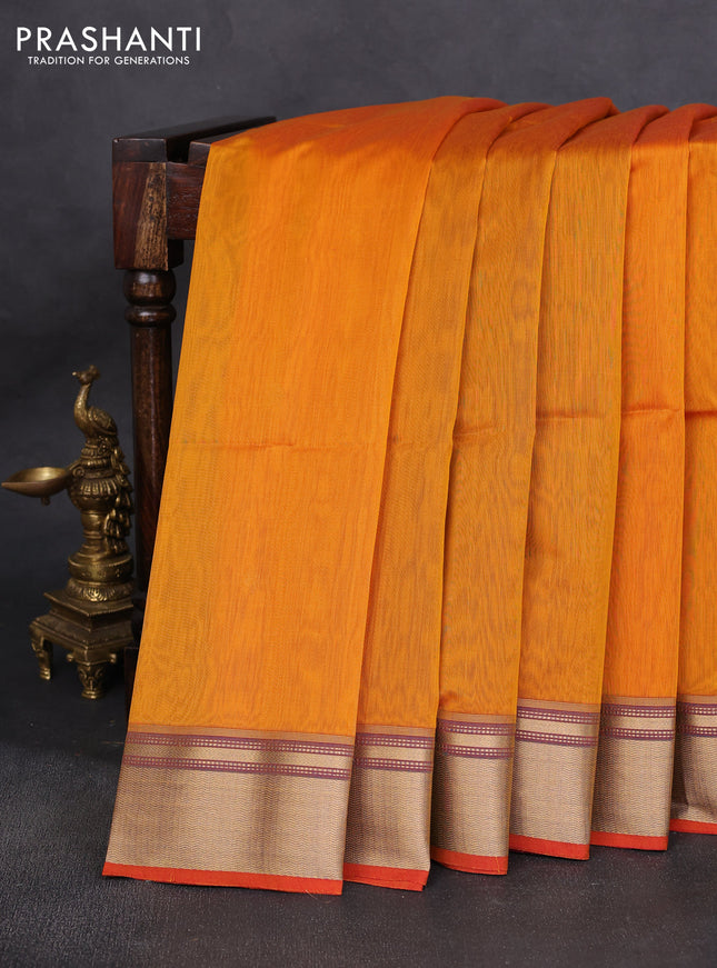 Maheshwari silk cotton saree mango yellow and dual shade of blue with zari woven buttas and zari woven border
