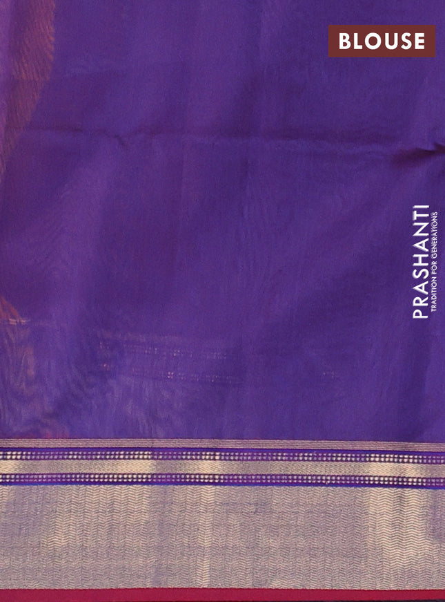 Maheshwari silk cotton saree mango yellow and dual shade of blue with zari woven buttas and zari woven border