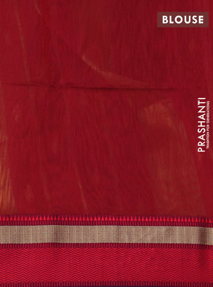 Maheshwari silk cotton saree mustard yellow and red with thread woven buttas and thread woven border
