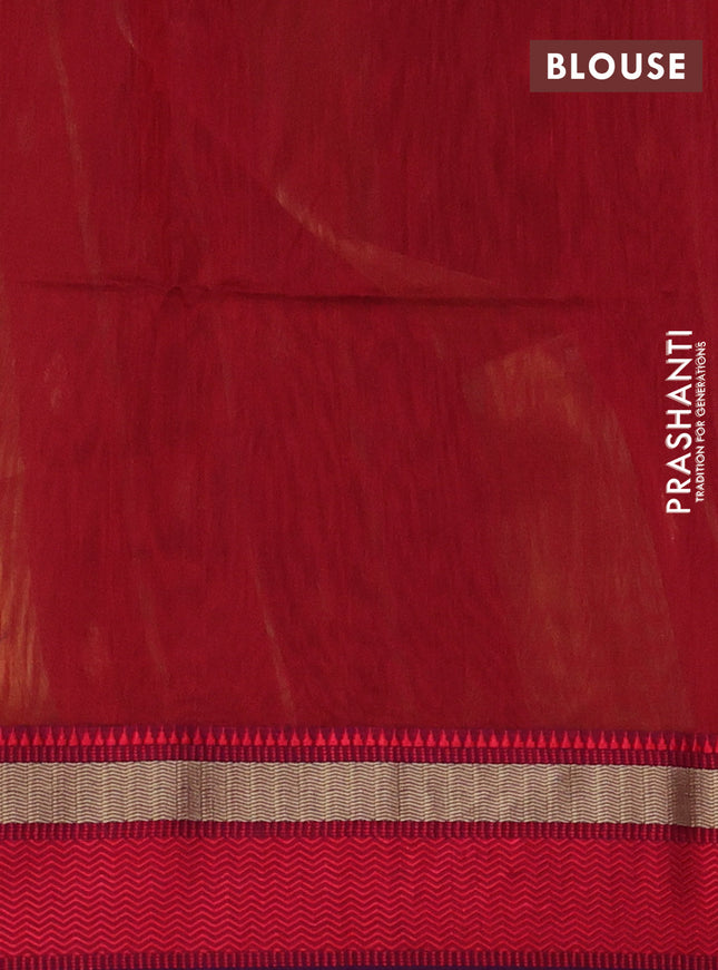 Maheshwari silk cotton saree mustard yellow and red with thread woven buttas and thread woven border