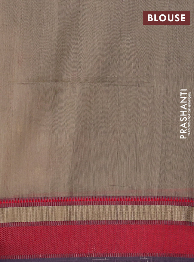 Maheshwari tissue silk cotton saree blue and red with thread & zari woven buttas and thread woven border