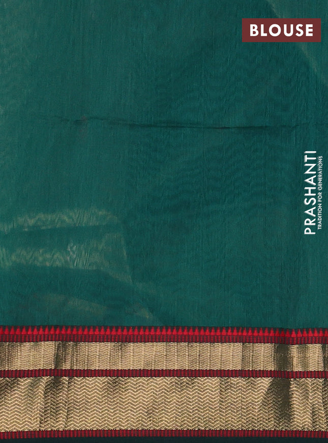 Maheshwari tissue silk cotton saree green and red with thread woven buttas and thread woven border