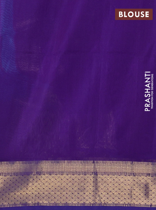 Maheshwari silk cotton saree cs blue and violet with thread & zari woven buttas and zari woven border