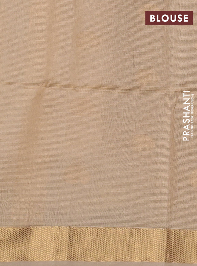 Maheshwari silk cotton saree beige with zari woven buttas and zari woven border