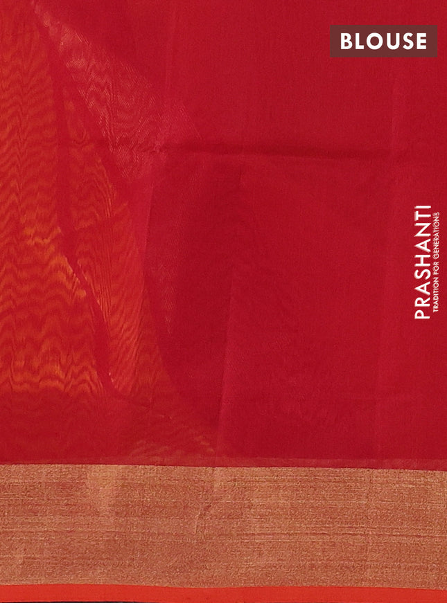 Maheshwari silk cotton saree sunset orange and maroon with thread & zari woven geometric buttas and zari woven border