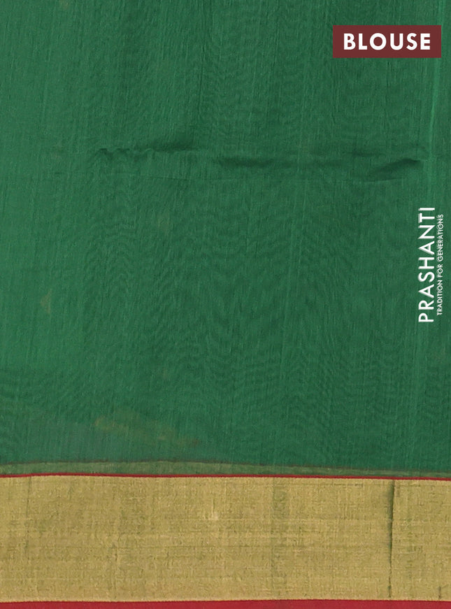 Maheshwari silk cotton saree green and maroon with zari woven geometric buttas and zari woven border