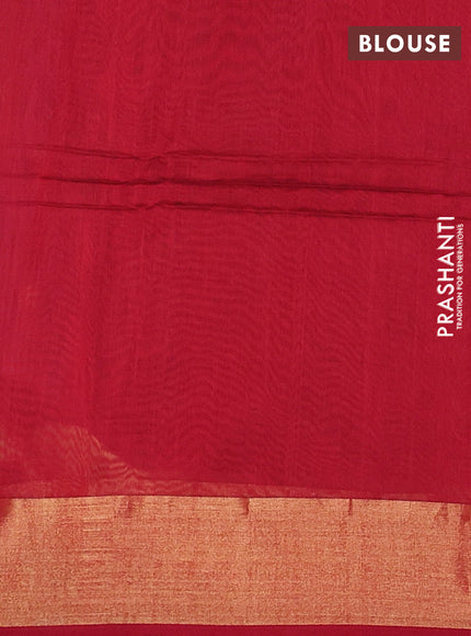 Maheshwari silk cotton saree cs blue and red with zari woven geometric buttas and zari woven border