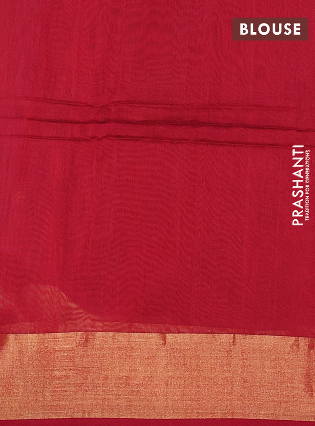 Maheshwari silk cotton saree cs blue and red with zari woven geometric buttas and zari woven border