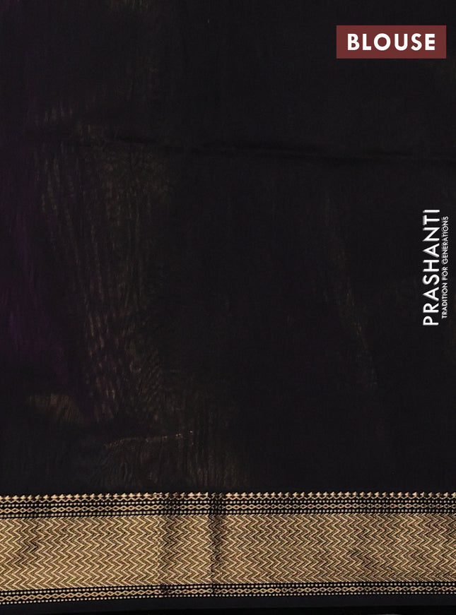 Maheshwari silk cotton saree purple and black with paisley zari woven buttas and zari woven border