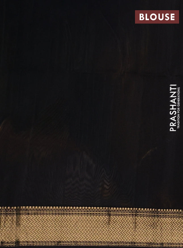 Maheshwari silk cotton saree dark mustard and black with paisley zari woven buttas and zari woven border