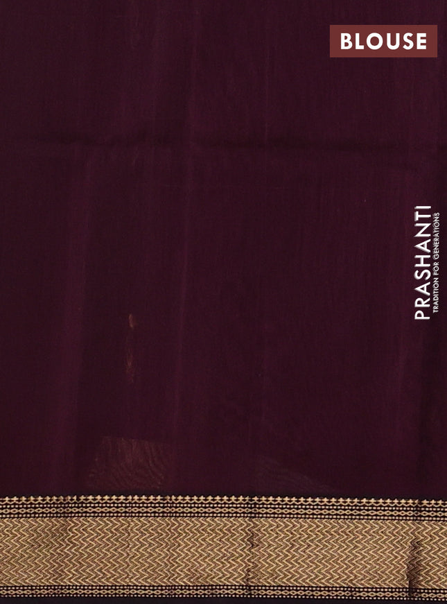 Maheshwari silk cotton saree black and wine shade with paisley zari woven buttas and zari woven border