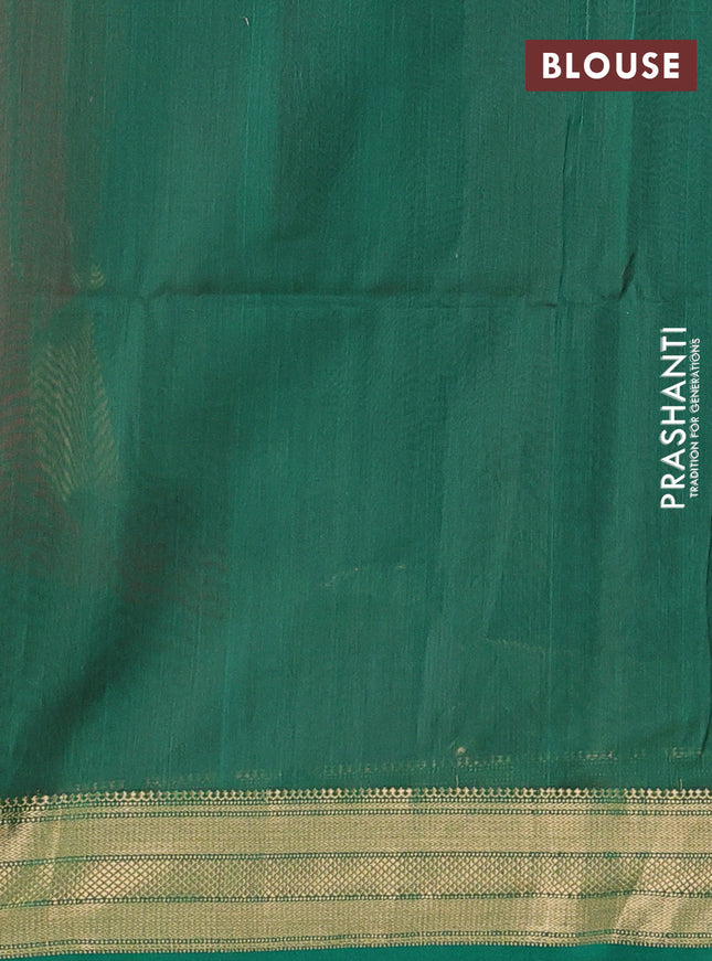 Maheshwari silk cotton saree red and green with thread & zari woven buttas and zari woven border