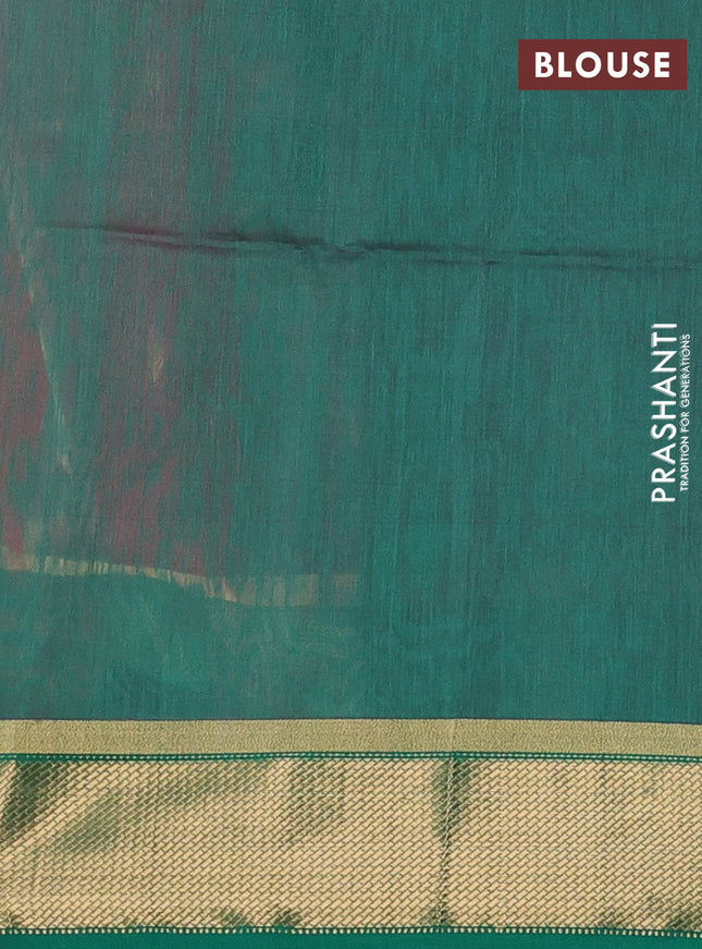 Maheshwari silk cotton saree pink and green with zari weaves & buttas and zari woven border