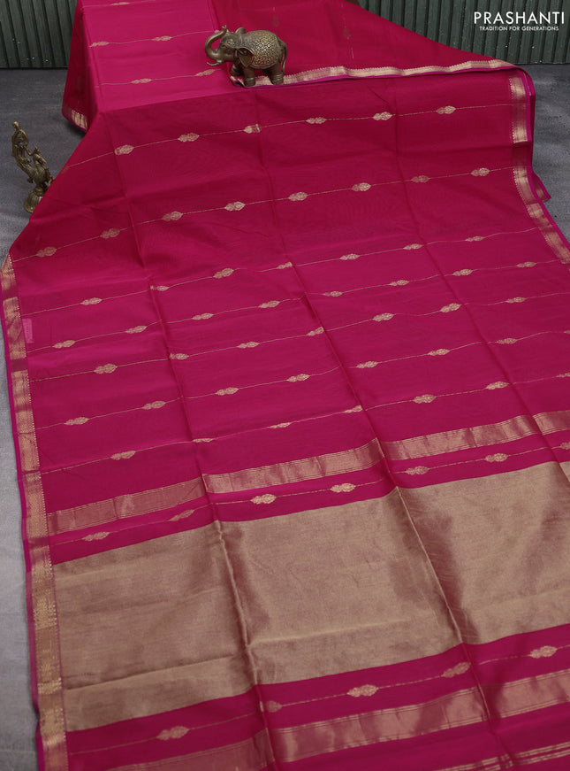 Maheshwari silk cotton saree pink with allover zari weaves and zari woven border