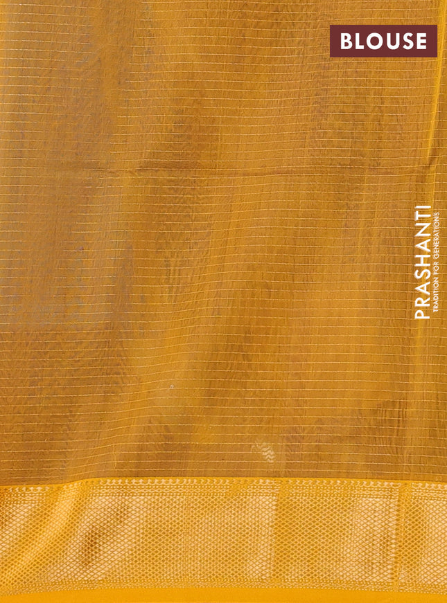 Maheshwari silk cotton saree teal blue and yellow with allover zari checked pattern and zari woven border