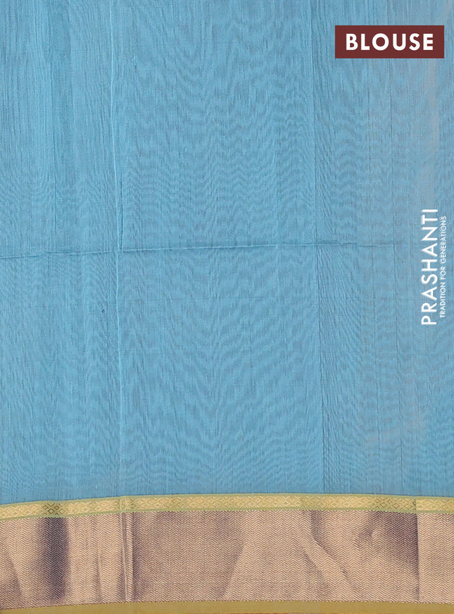 Maheshwari silk cotton saree rust shade and dark mustard blue with zari woven buttas and zari woven border