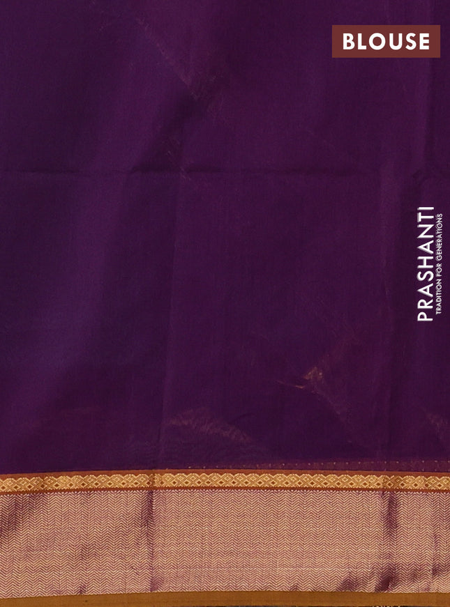 Maheshwari silk cotton saree peacock blue and purple mustard yellow with zari woven buttas and zari woven border