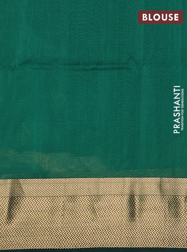 Maheshwari silk cotton saree green and black with zari woven geometric buttas and zari woven border