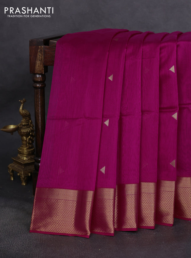 Maheshwari silk cotton saree pink and red with zari woven geometric buttas and zari woven border