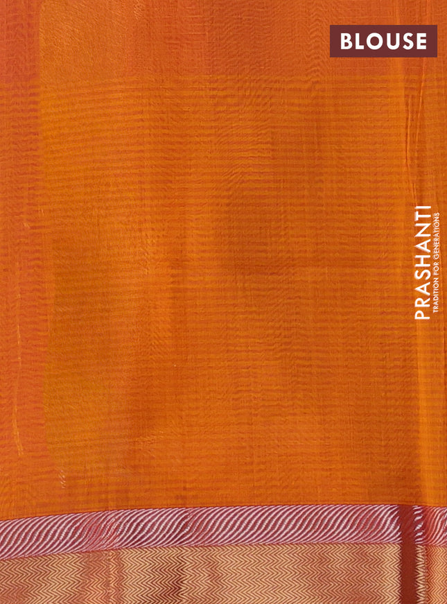 Maheshwari silk cotton saree purple and orange with silver & gold zari woven buttas and zari woven border