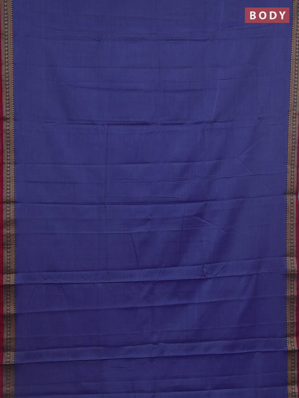 Narayanpet cotton saree blue and pink with plain body and paisley thread woven border