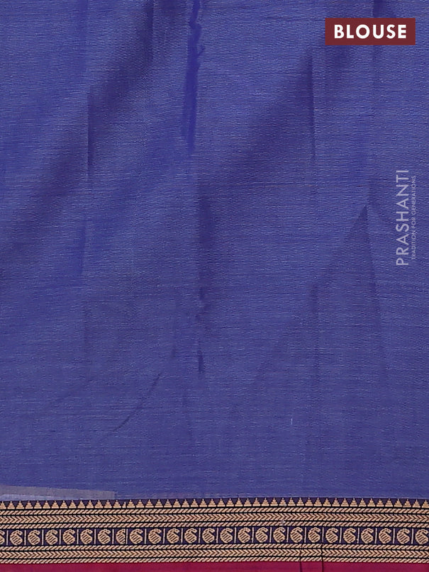 Narayanpet cotton saree blue and pink with plain body and paisley thread woven border