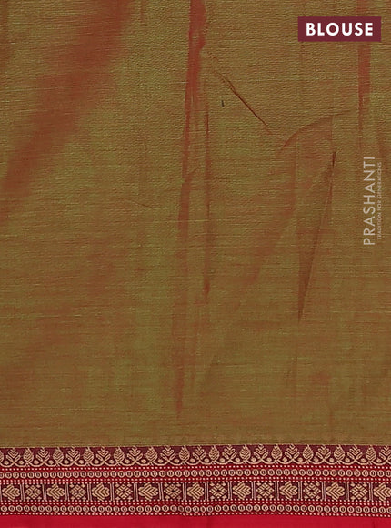 Narayanpet cotton saree dual shade of redish green and red with plain body and thread woven border