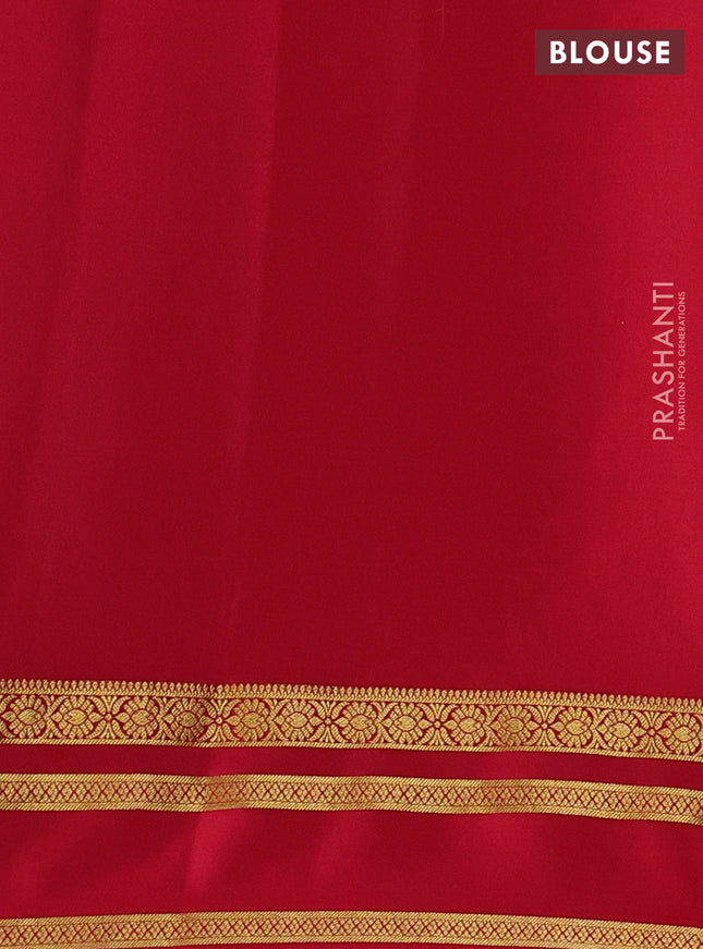 Pure mysore silk saree blue and red with allover zari woven buttas and zari woven border