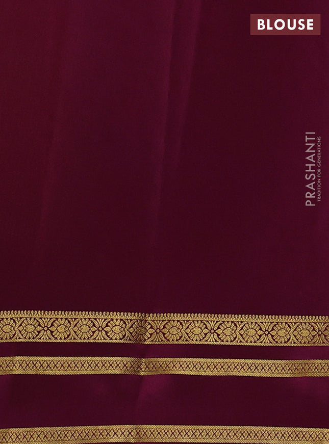 Pure mysore silk saree yellow and deep purple with allover zari woven buttas and zari woven border