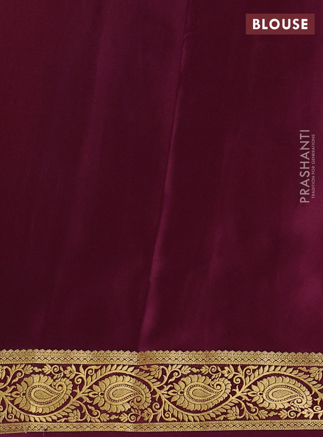 Pure mysore silk saree orange and wine shade with allover zari woven buttas and zari woven border