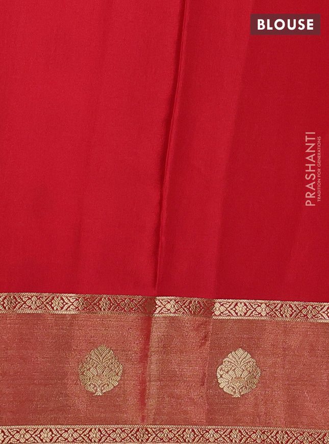 Pure mysore silk saree pale yellow and red with zari woven buttas and zari woven border