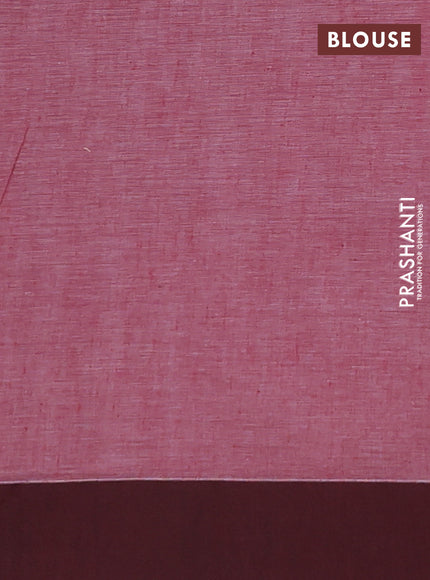 Bengal soft cotton saree grey and maroon with allover weaves and simple border