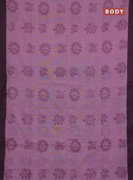 Bengal soft cotton saree pastel pink and navy blue with butta weaves and simple border