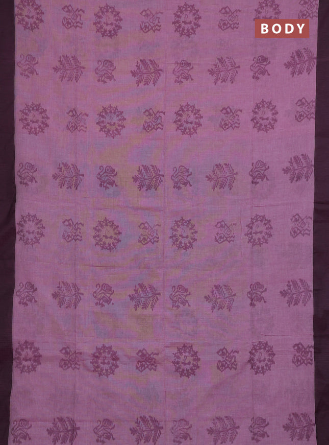 Bengal soft cotton saree pastel pink and navy blue with butta weaves and simple border