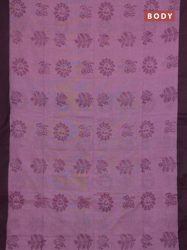 Bengal soft cotton saree pastel pink and navy blue with butta weaves and simple border